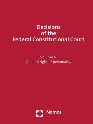 cover image of Decisions of the Federal Constitutional Court, Volume 6